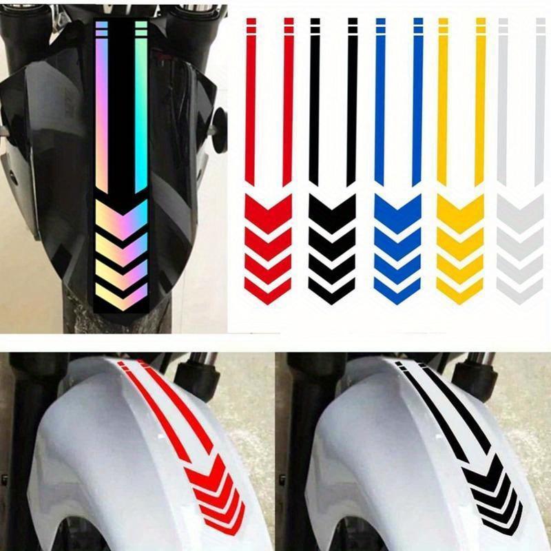 High-Visibility Reflective Arrow Motorcycle Fender Stickers Multi-Color Chevron Safety Decals for Electric Bikes, Durable Weather-Resistant
