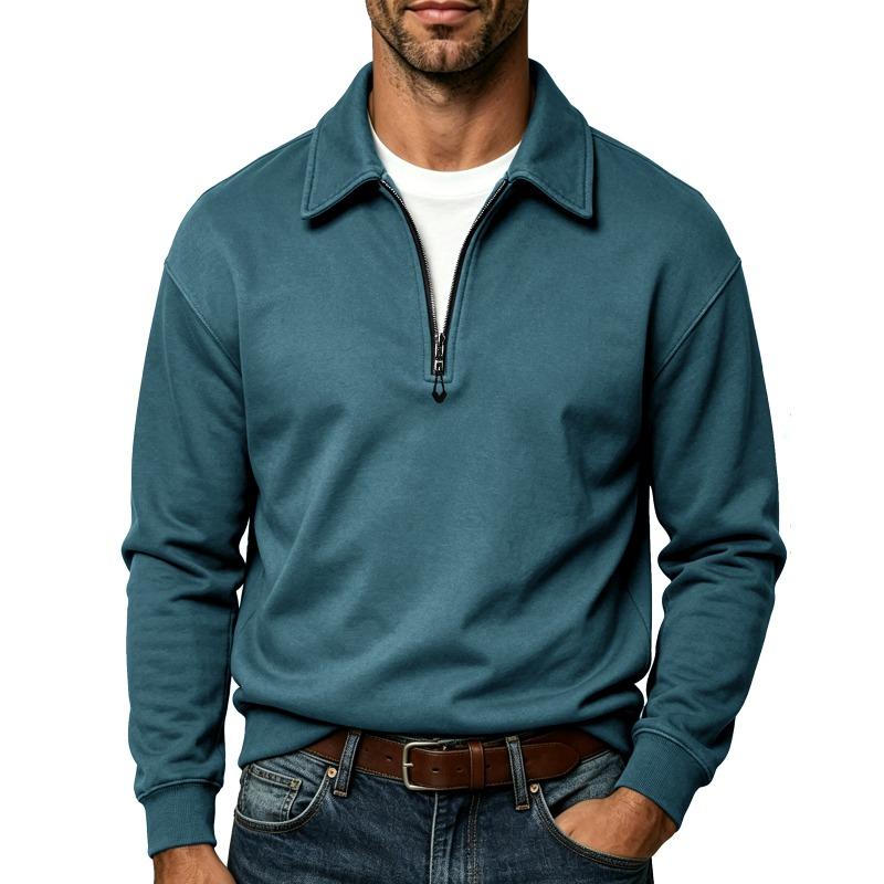 Men S Casual Plus Size Half Zip Long Sleeve Sweatshirt