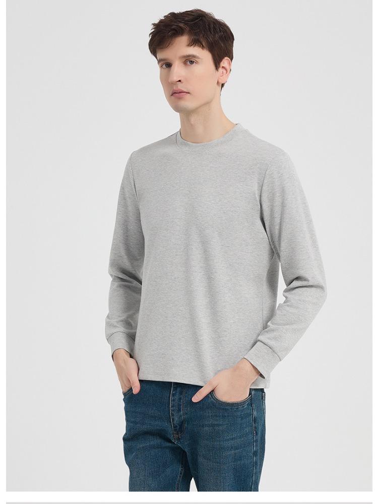 Modaal T-shirt met Lange Mouwen voor Mannen Dubbelzijdig Ronde Hals Basislaag Katoen met Lange Vezels Jeugd Premium T-shirt Minimalistisch Lichtgewicht Ademend Topsn