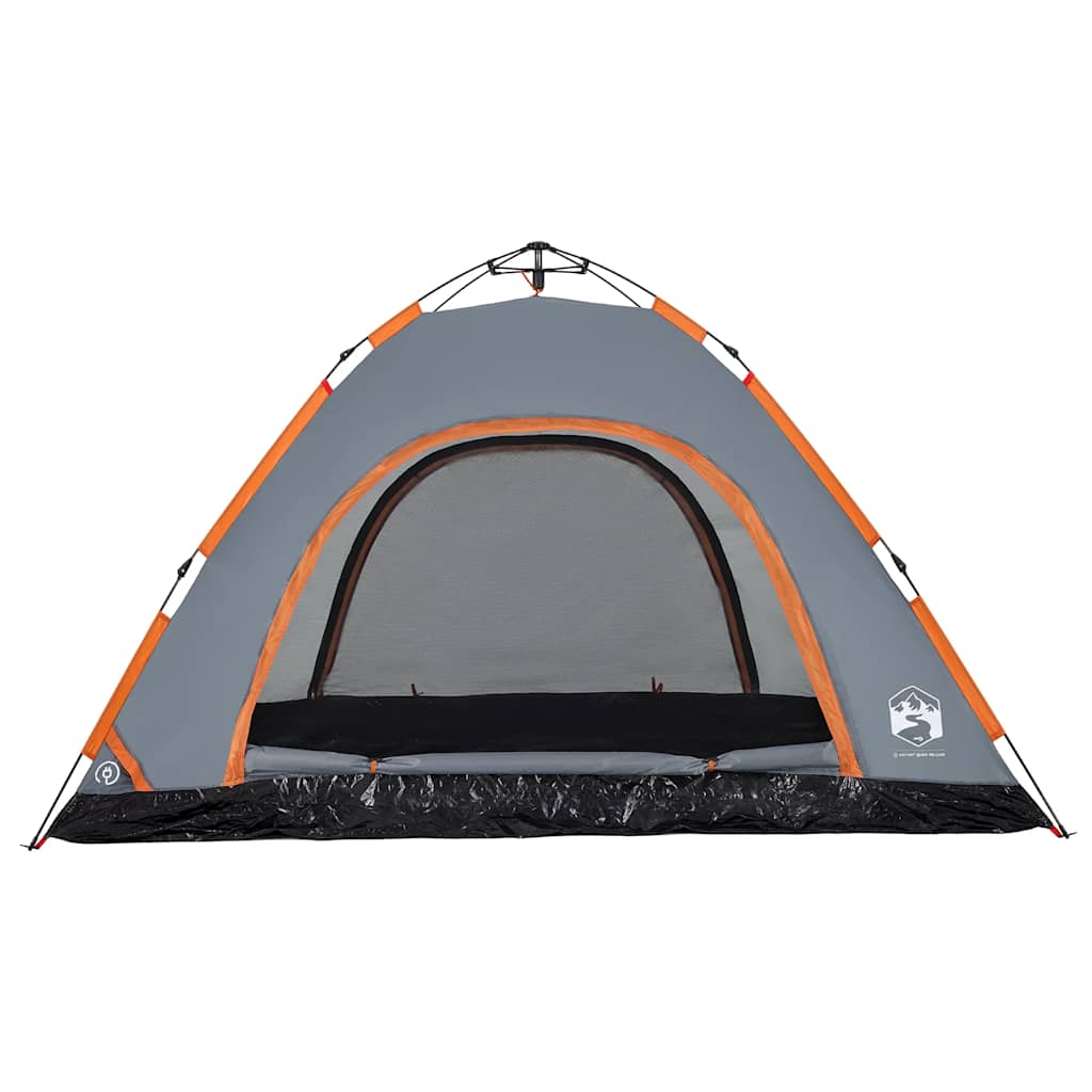 5 Person Camping Tent in Grey and Orange with Quick Release System
