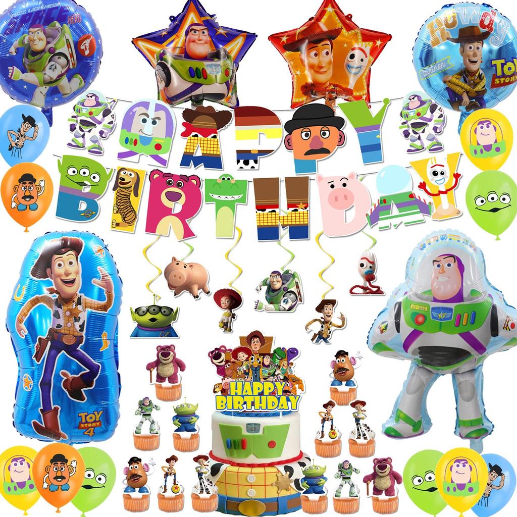 Orinice Dekorace k narozeninám Toy Story, Balónky s postavičkami, Narozeninové balónky, Dětské narozeninové dekorace, Nápis Všechno nejlepší k narozeninám, Závěsné spirály,