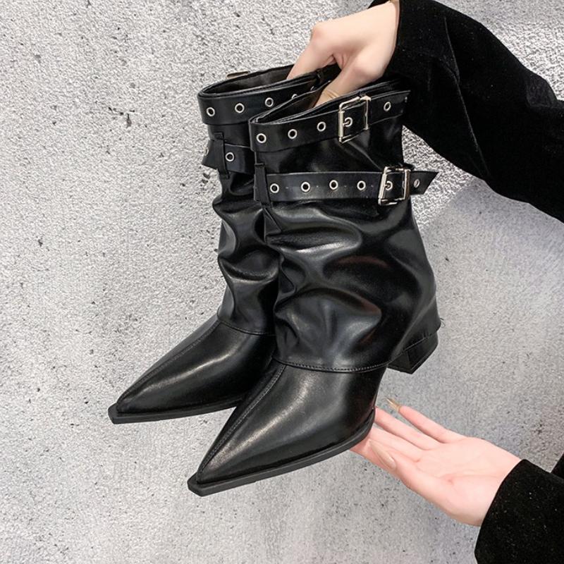 

Модные женские ботильоны Сексуальные туфли на высоком каблуке с острым носком Тренд 2025 Новые модные ботинки Массивные челси Вечеринка Зима Женские туфли Zapatos 42 чёрный