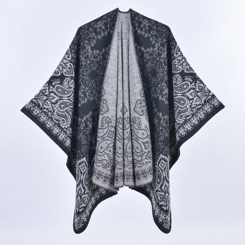 Simple and High-end Shawl Grassland Yunnan Shawl Cape with Cape Imitation Cashmere Scarf