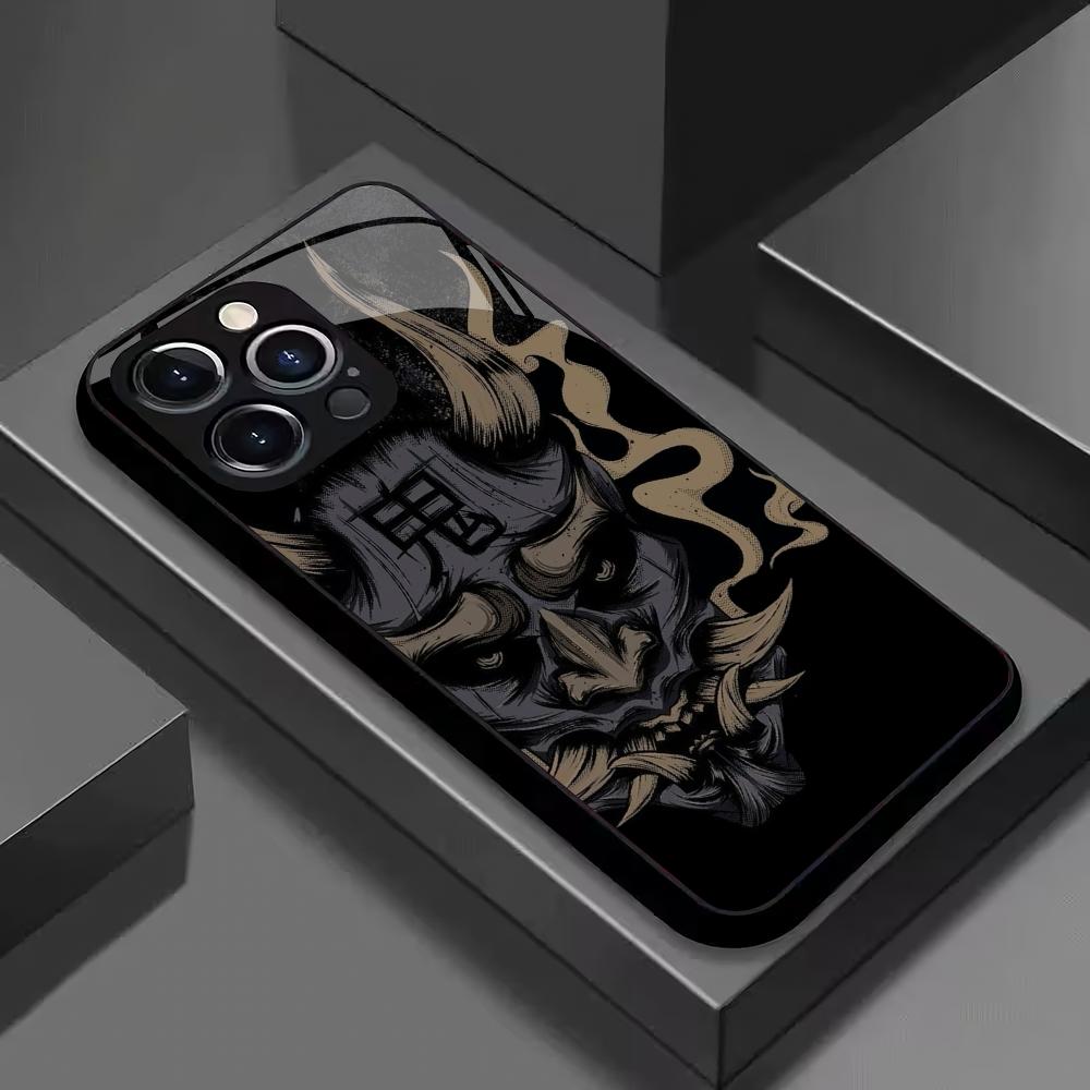 Mask design tempered glass mobile phone case suitable for iPhone 17Promax anti-fall 16 15 14 13 12 11 Pro/ Max /Plus shockproof