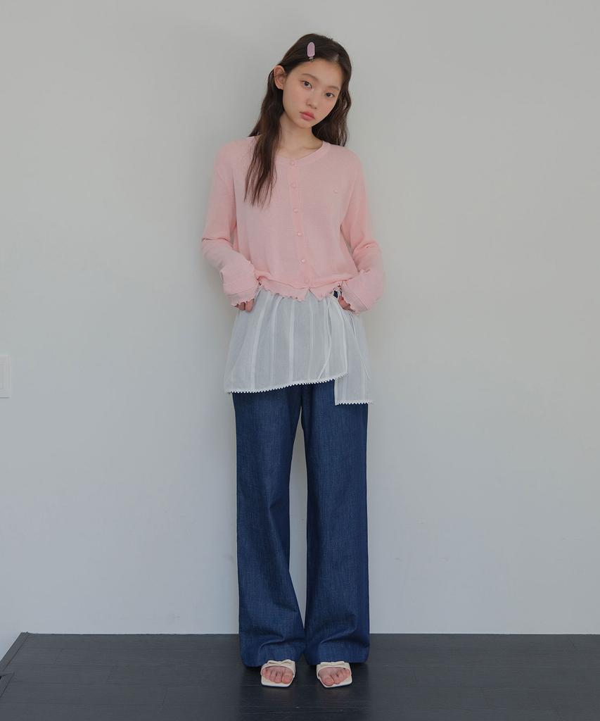 Moui Layered Wrap Skirt Set (O/White)