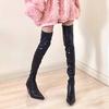 Leisure Over Knee Boots Female Spring Autumn Casual ZIP Fashion Women Shoes Hoof High Heels Solid Leather Motorcycle Boots