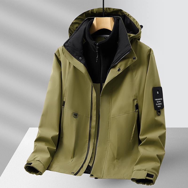 Men s Plus Size Hooded Casual Jacket  Two-Piece Set Medium
