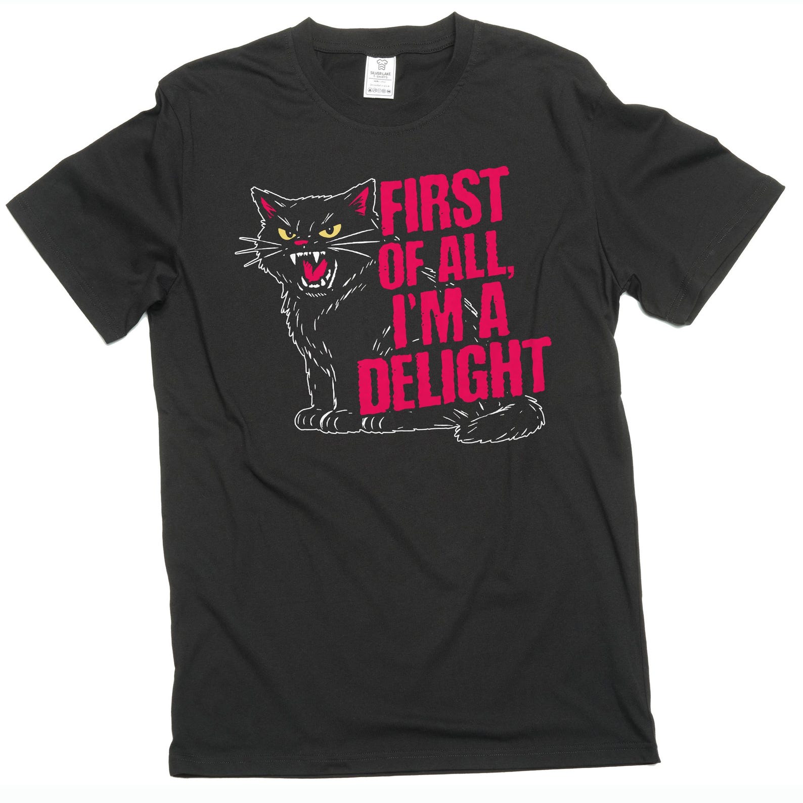 Funny cat T-shirt first of all I m a delight angry cat humorous tee shirt S