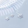 S925 Silver Plated Snowflake Earrings with Diamond Flower Necklace Women Jewelry Set Elegant Pendant