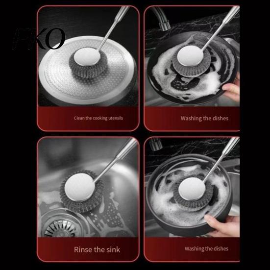 Professional Grill Scrubber Stainless Steel Pot Cleaning Brush, with Ergonomic Handle, Heavy Industrial Strength Brush Duty Kitchen Scrubbing for Pans