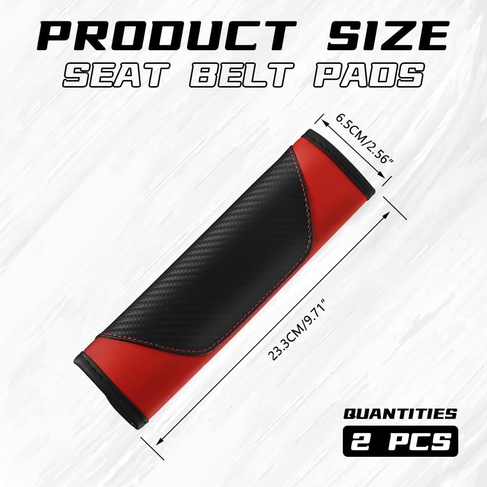 2PCS Car Seat Belt Cover Pad, Soft Carbon Fiber Leather Seatbelt Shoulder Protector For A More Comfortable Driving, Universal Safety Belt Strap Cover
