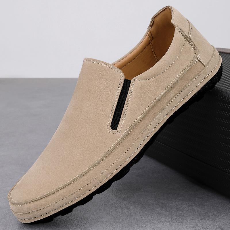 Fashion Fashionable Spring Men's Frosted Leather Comfortable Round Toe Casual Loafers High Quality Men Breathable Outdoor Driving Shoes