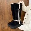 Thick-soled Brown Foldable Snow Boots Women's 2025 New Winter Velvet Warm Boots Heightening Fashion Boots Keep Warm