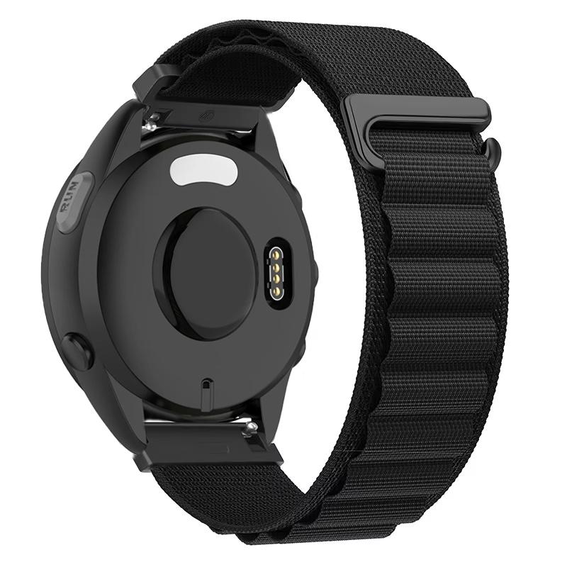 

20mm 22mm Alpine Loop Nylon Strap For Garmin Forerunner 265 165 55 965 570 970 Bracelet Wristband Garmin Active6-5/Venu 4/3 Belt Garmin 165-55 чёрный