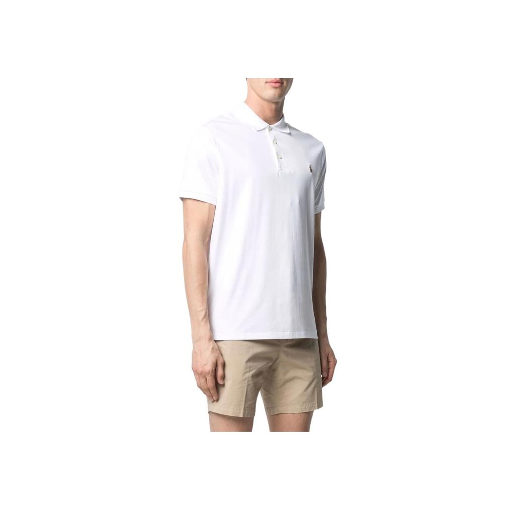 Polo Ralph Lauren SS22 Solid Plain Knit Short Sleeve Polo Shirt Men Tops White 710713130-003
