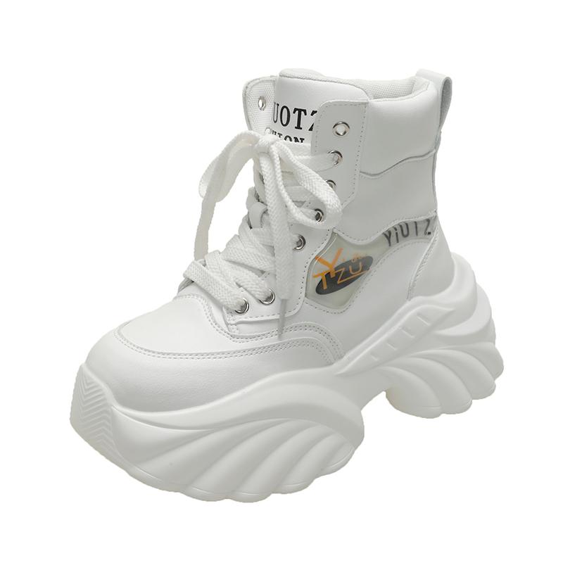 

Мода 2025 Новые Женские Зимние Плоские Ботинки на Платформе Спортивные Ботильоны из ПУ Кожи на Шнуровке Модные Повседневные Туфли для Ходьбы Женский Тренд Комфортные Ботинки 35 белый