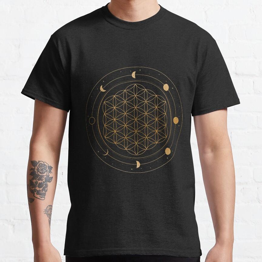 Aum Mandala Sacred Geometry T-Shirt for Men Spiritual Magic Zen Symbol 100% Cotton Printed T Shirt for Man Plus Size Clothing