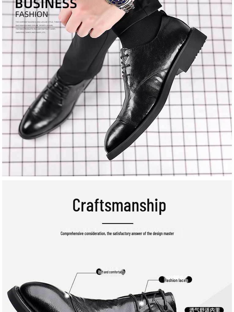 Herrenschuhe aus atmungsaktivem Leder im koreanischen Stil: Business, Casual, Formal, Hochzeit Weiche Sohlen