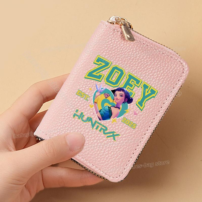Perfect KPop Demon Hunters Women Short Wallets Pu Leather Credit Card Holder Multi-slot Small Zipper Wallets Female Clutch Coin Purse