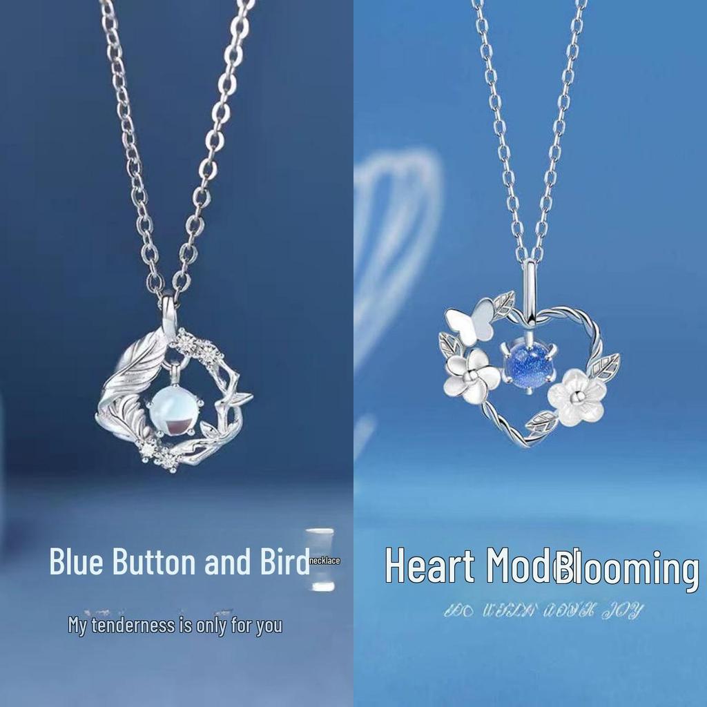 Eucalyptus and Bird Necklace - Elegant and Versatile Korean Friendship Gift for Women