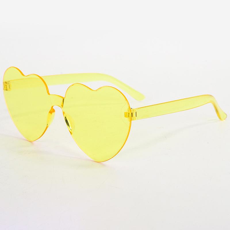 2024 Damen Farben PC Herzform Getönte Party Sonnenbrille Mädchen Vintage UV400 Farben Randlose Polarisierte Sonnenbrille