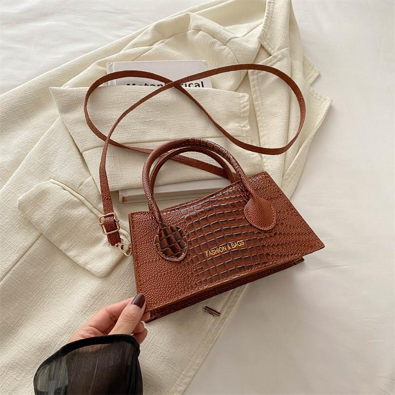 Стильная корейская модная женская сумочка Элегантная однотонная повседневная маленькая сумка-тоут коричневый