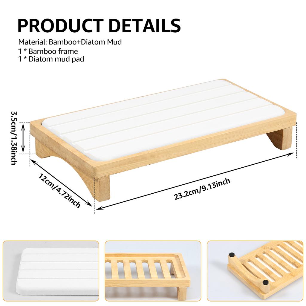 Spülbeckencaddy Tablett Seifenhalter Soforttrocknend Küchen-Badezimmer-Organizer Diatomeenerde Stein Trocknungsmatte Mehrzweck-Organizer