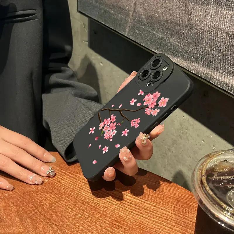 Pink Cherry Blossom Phone Case For Xiaomi Poco F6 F5 X5 M6 X7 Pro Mi 15 14T 13T 12T Pro 14 13 11 Lite 5G NE Silicone Soft Cover