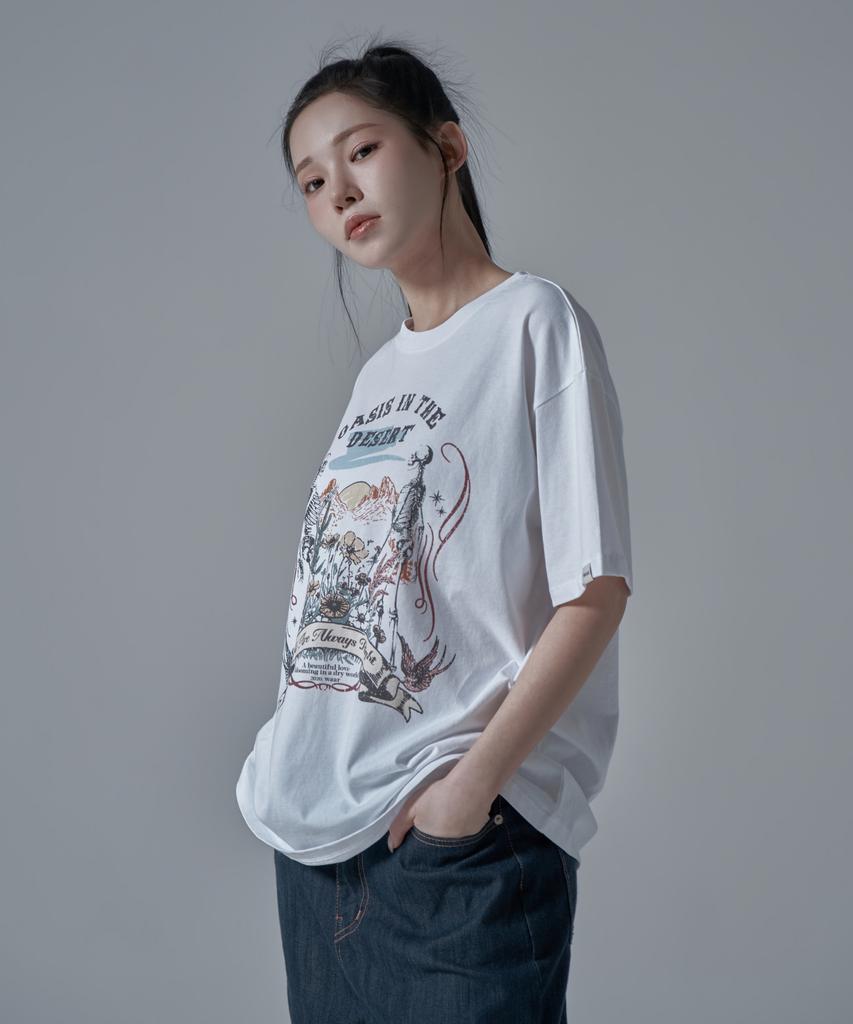 WAARFORWOMAN Wt-72 Skull Oversized Short Sleeve T-Shirt_White