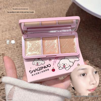 Palette Correcteur Lumière Douce SHAQINUO: Solution Trois Couleurs Sans Couture pour les Cicatrices d'Acné, les Cernes et les Sillons Nasogéniens; Illumine & Perfectionne le Maquillage.