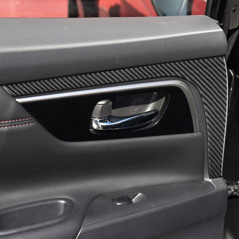 For Nissan Altima 2013-2018 Real Carbon Fiber Rear Door Trim Strip Sticker Auto Interior Decorative Decal Accessory