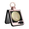 Luxury Ring Buckle Holder Leather Diamond Case For Samsung Galaxy Z Flip 6 5 4 3 5G Flip6 Flip5 Shockproof Phone Cover Fundas