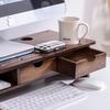 Beifang Walnut Monitor Riser with Dual Drawers