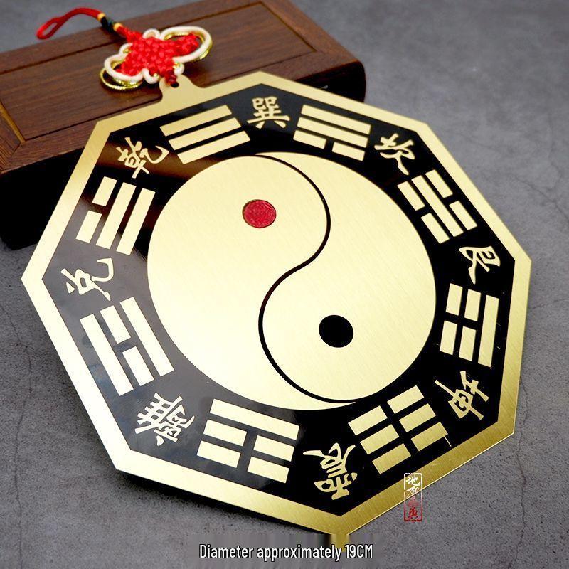 Großer Kupfer-Bagua-Konvexspiegel für Zuhause - Yin-Yang-Tai-Chi-Diagramm-Anhänger für Haustür, Balkon oder Fenster