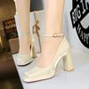 Fashion HOT Woman Pumps Autumn Thick Silk Satin 9CM High Heels Shoes OL High-heeled Female The Trend of Ultra High Heels Female Shoes