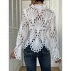 2026 Autumn New Lace Hollow Out Solid Color Top Fashionable Casual Long Sleeve Shirt for Women