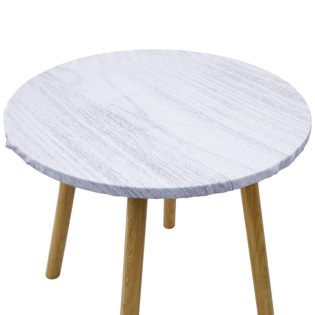 Flower Print Round Tablecloth Wood Texture Vintage Indoor Outdoor Waterproof Elastic Edge Picnic Table Cloth Decor