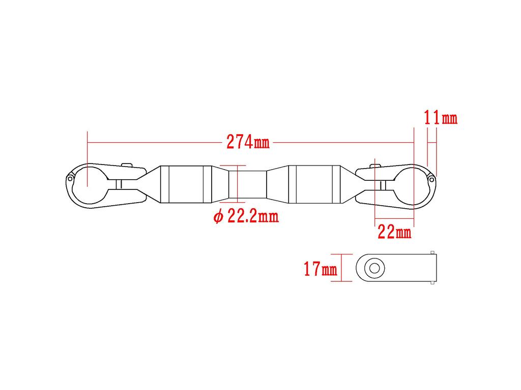 POSH FAITH Motorcycle Handlebar Brace Shaft Type 2 226mm Matte Titanium Quick Release 094267-21