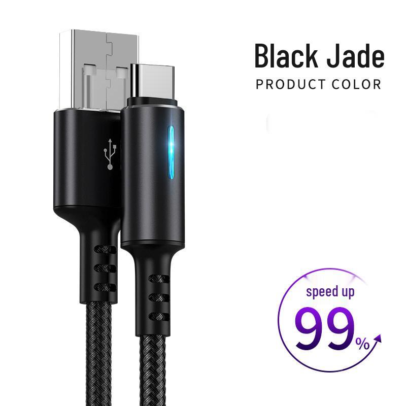 Type-C Fast Charging Cable for Huawei, 2m Braided with Breathing Light Display