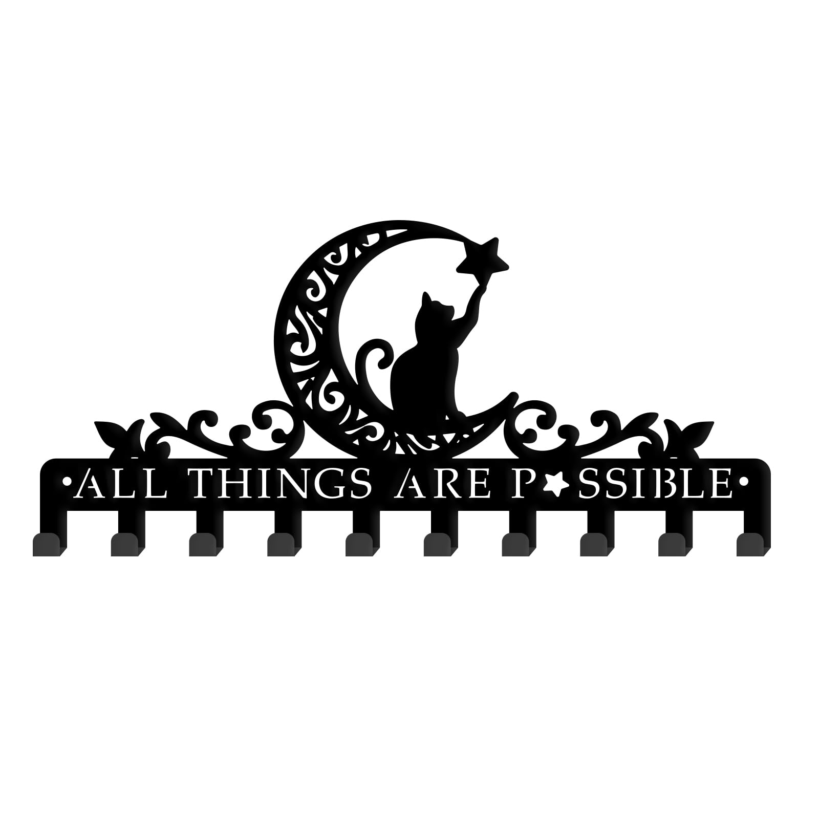 

SUPERDANT Cat Key Cat Wall Cat Key Holder with Key Holder and Storage Wall Storage Wall Wall Clothes Entryway Black Hook, Star-Picking Hook, Screws, чёрный