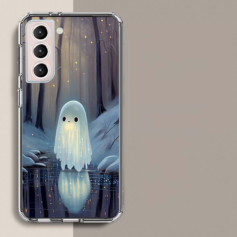 Cute Halloween Ghost Phone Case For Samsung Galaxy S25 Edge S24 S23 FE S21 S20 S10 Plus S22 S26 Ultra Cover Clear Cases TPU Capa