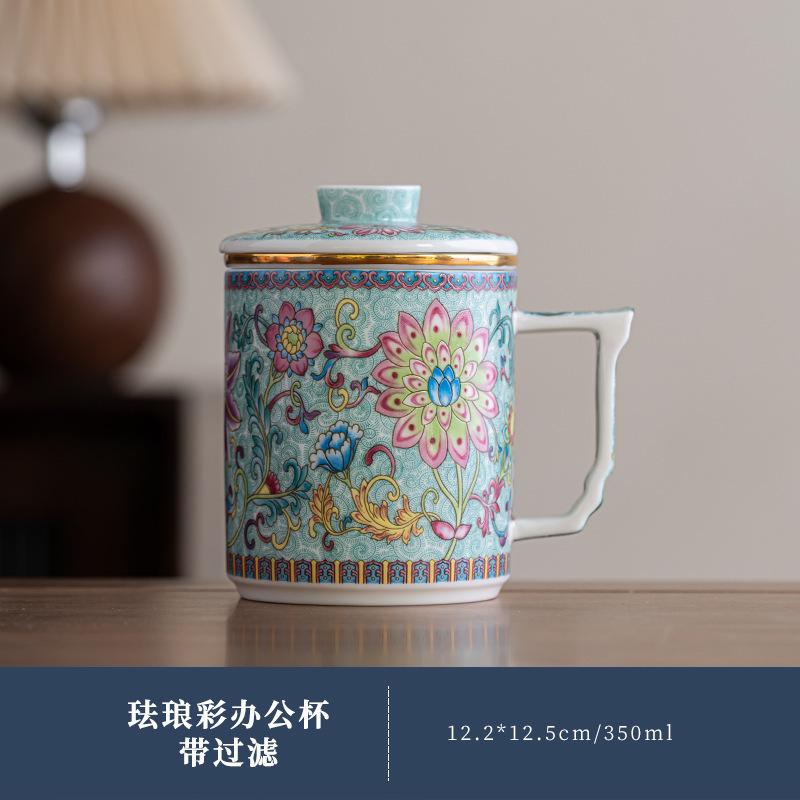 Enamel Ceramic Mug Office Creative National Trend Tea Cup Cultural Box Holiday Practical Gift