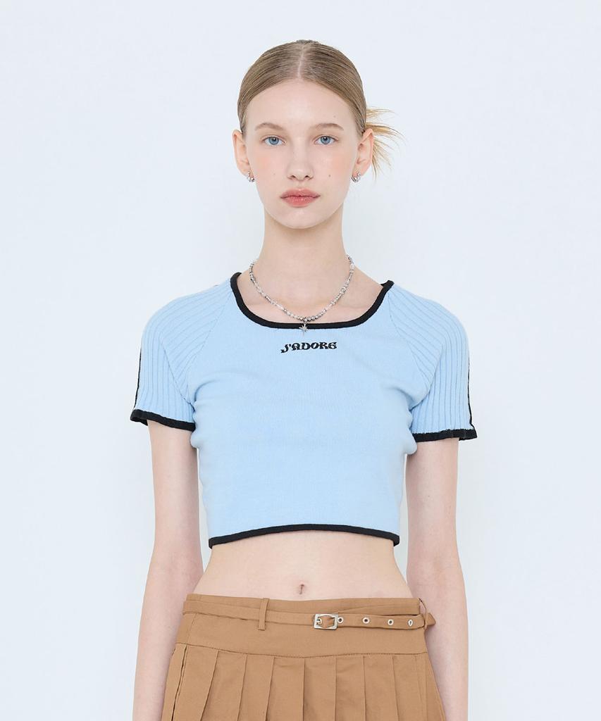 LARTIGENT L4 Line Crop Knit(Sky Blue)