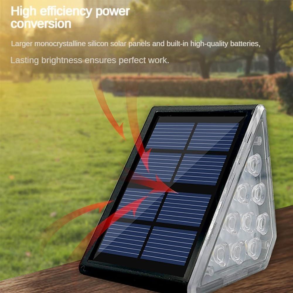 2PCS IP65 Waterproof Solar Triangle Step Lights Outdoor LED Deck Stair Fence Lamp Decorative Garden Yard Patio Pathway Lighting