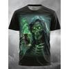 Men's Breathable Skull Print Round Neck T-shirt with European and American Style for Summer Outdoor Parties and Halloween