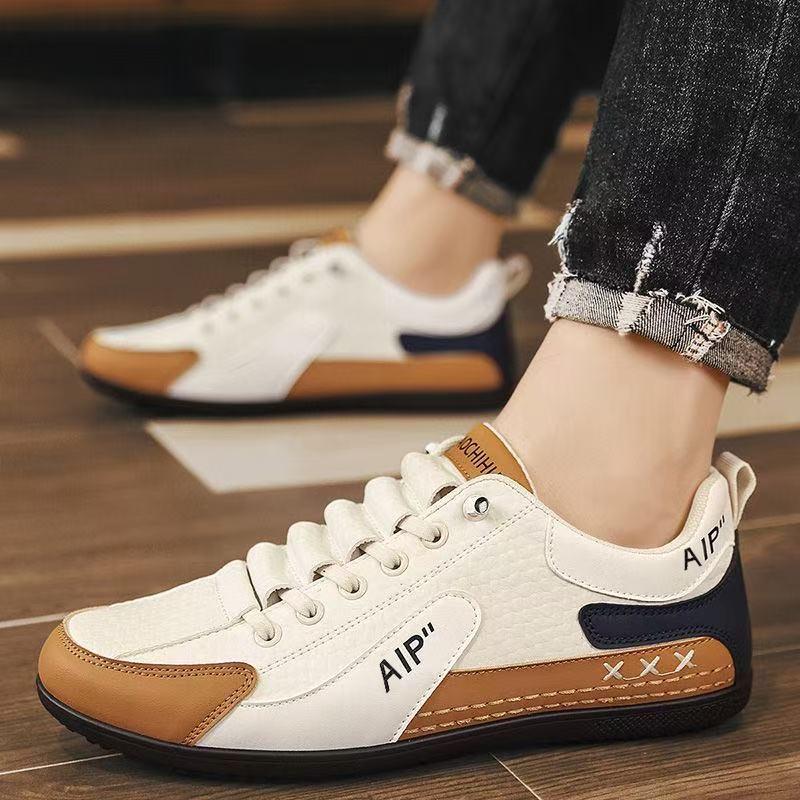 Scarpe casual da uomo in pelle slip-on stile europeo - Bianche, alla moda, da papà, per guidare, sportive