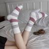 Contrasting Wool Socks Children'S Stacking Socks Seasonal Fleece Thickened Warm Color Matching Flocking Striped Cashmere Medium Tube Socks