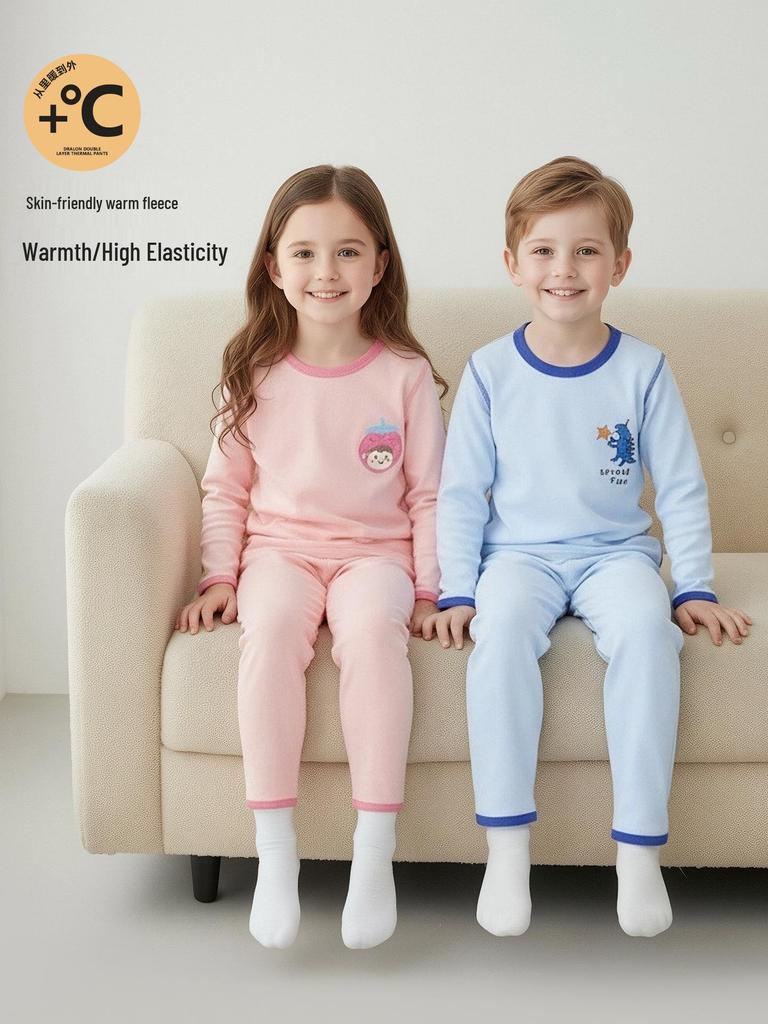 2025 Çocuk Sonbahar/Kış Kıyafet Seti: Erkek ve Kız Çocukları İçin Sıcak Dikişsiz Termal İçlik