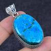 Tibetan Turquoise Gemstone 925 Sterling Silver Jewelry Pendant 2.25"