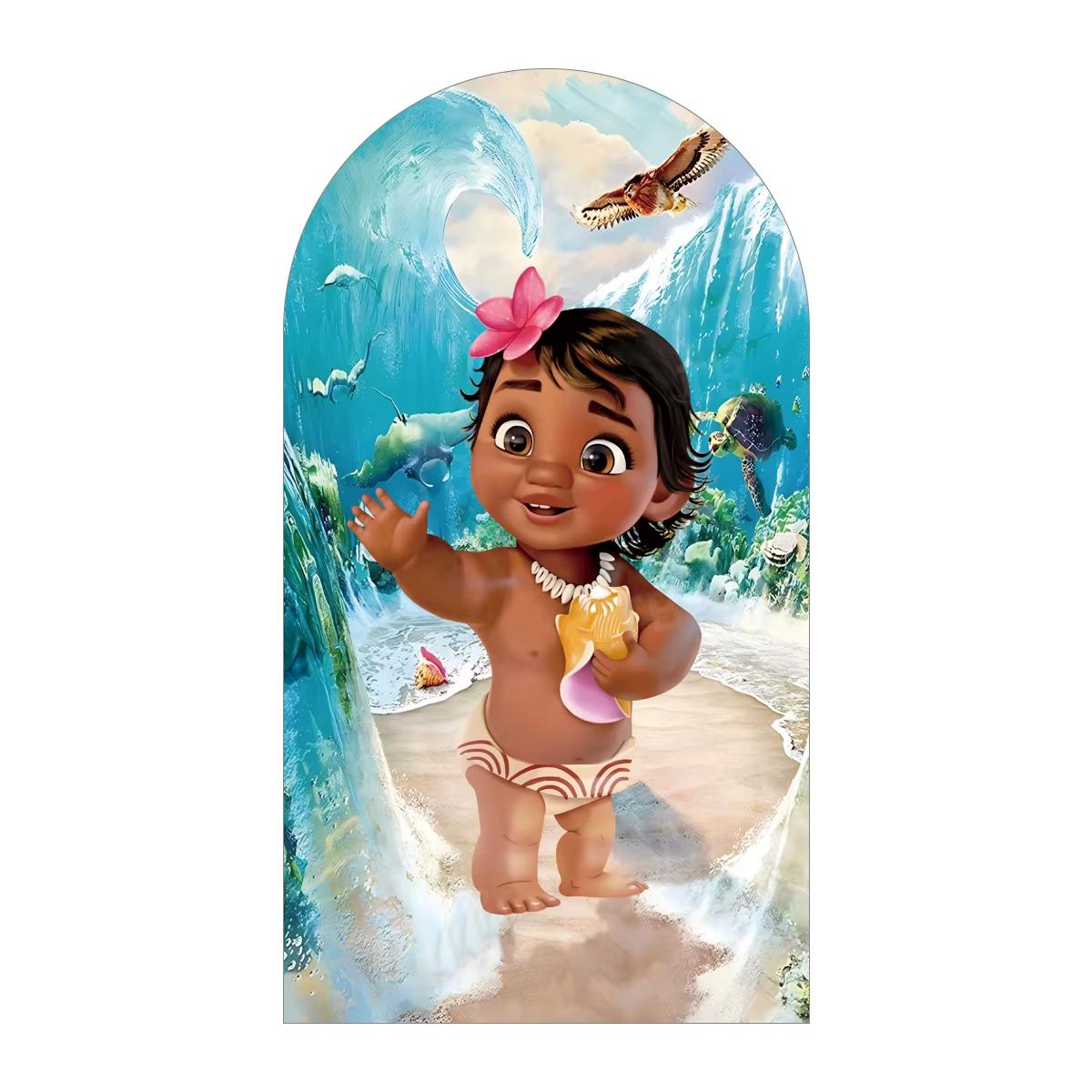 

BEPAN Children s Birthday Party Decoration Moana Princess Themed Arch BackdropCustomizable Baby Shower ChristeningParty Backdrop Props 1.6x3.9ft(50x120cm)